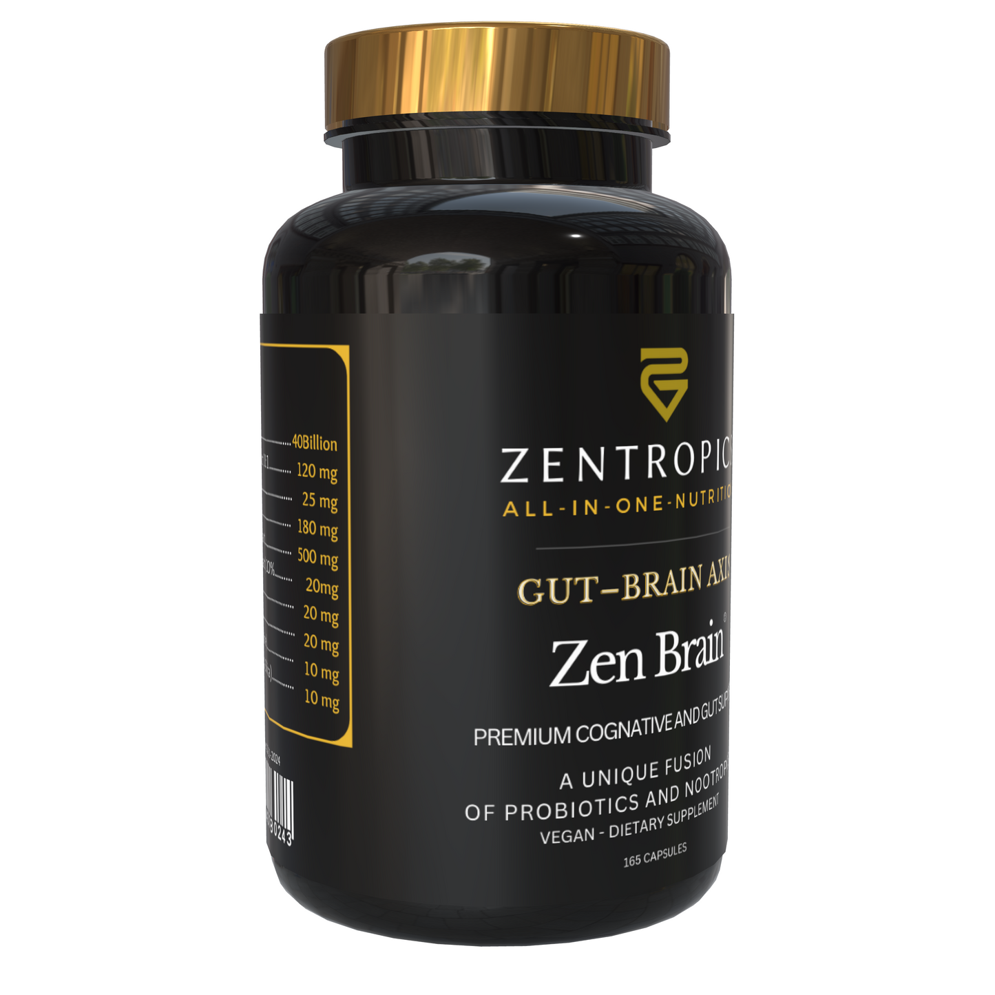 ZenTropics - ZenBrain, Six of the Best Nootropics plus 40-Billion 22 Strain Probiotics in a Single Pill (165 Ct)