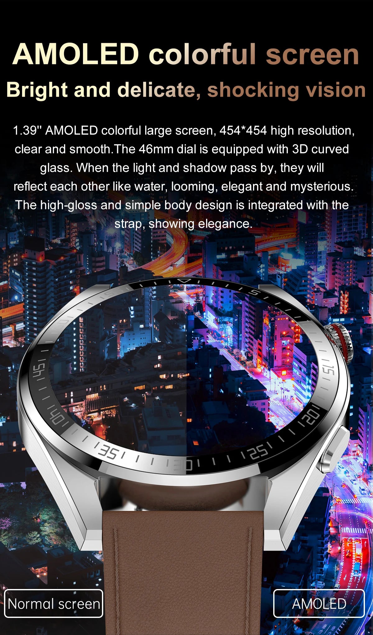 2024 Zwatch 454*454 AMOLED Curved 1.39 Inch Screen, Built-In Microphone and HD Speakers, Always On Display, 8GB Local Music, With Bluetooth Earphones Compatibility