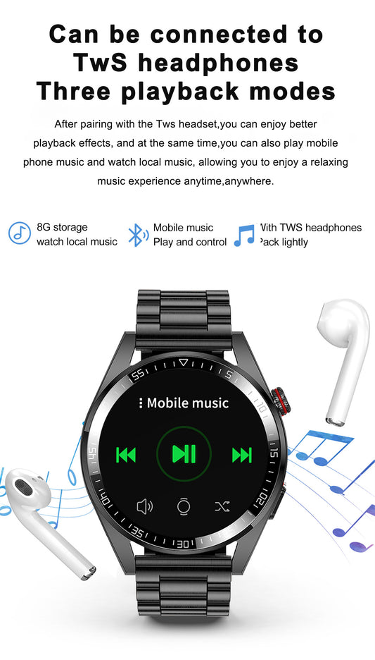 2024 Zwatch 454*454 AMOLED Curved 1.39 Inch Screen, Built-In Microphone and HD Speakers, Always On Display, 8GB Local Music, With Bluetooth Earphones Compatibility