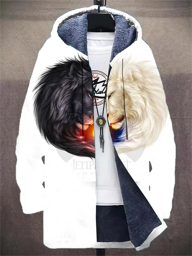 Men'S Coat Zipper Shirt Autumn and Winter Warm Sports Ski Street Casual Jacket 2023 New Warm Fashion Retro Graffiti