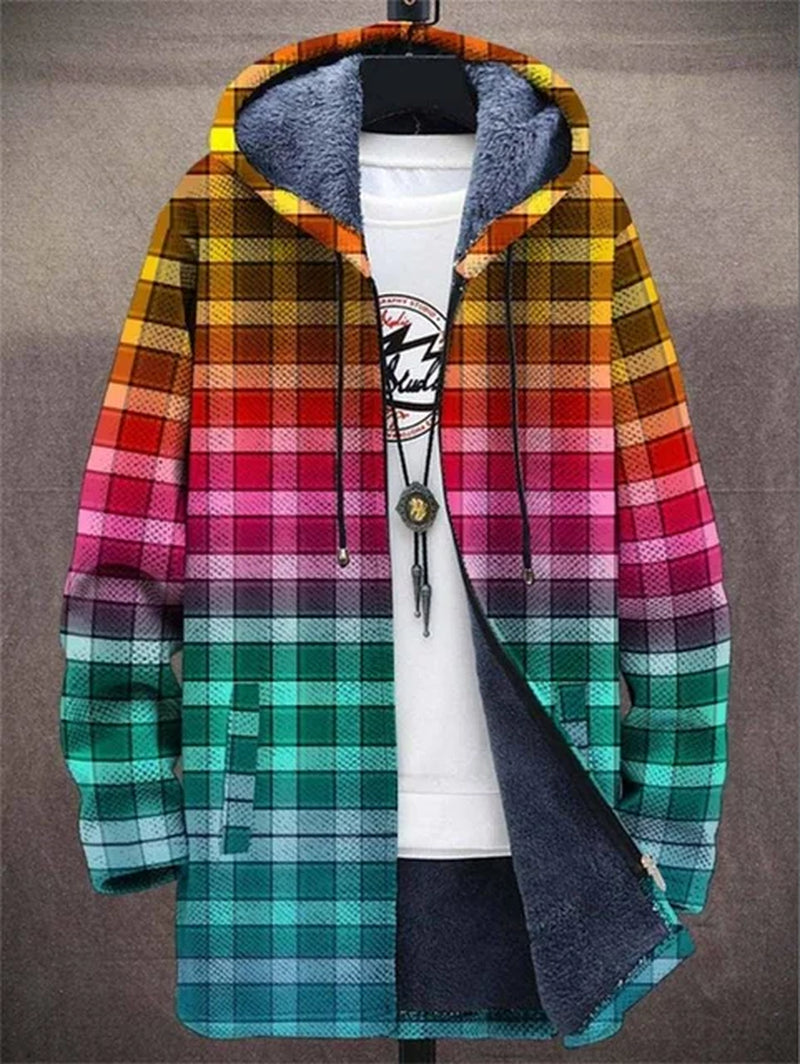 Men'S Coat Zipper Shirt Autumn and Winter Warm Sports Ski Street Casual Jacket 2023 New Warm Fashion Retro Graffiti