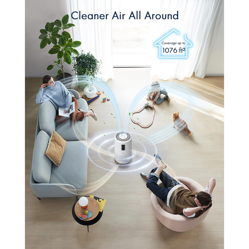 Air Purifiers for Home Large Room with Night Light up to 1076ft²,  H13 True HEPA Air Cleaner with Fragrance Sponge, Sleep Mode, Timer, Speed, Lock, for Wildfire Smoke Pet Dust Pollen Odor