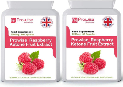 Raspberry Fruit Extract 1200mg - 60 Capsules x 2 Pack - UK Manufactured | GMP Standards by Prowise Healthcare